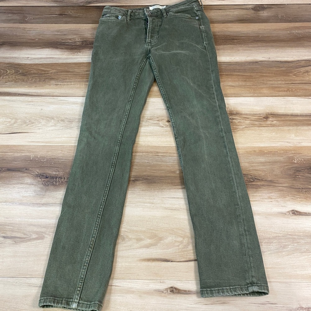 Topman Skinny Jeans Mens W28 L32 Streetwear Stretch Cotton Olive Green Casual